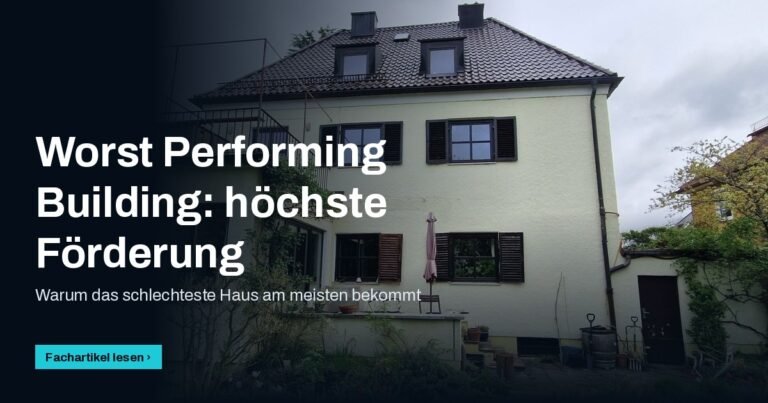 Älteres Bestandshaus mit unsanierter Putzfassade, Titel „Worst Performing Building: höchste Förderung“